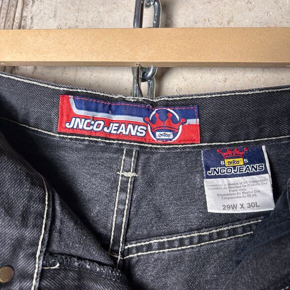 JNCO Jeans Y2K RARE Tribal Skeletal Dragon Embroidered 29" x 30" Skate Denim - Picture 6 of 6